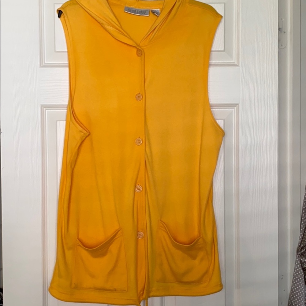 YELLOW HOODED SWIM COVER-UP- BUTTON DOWN